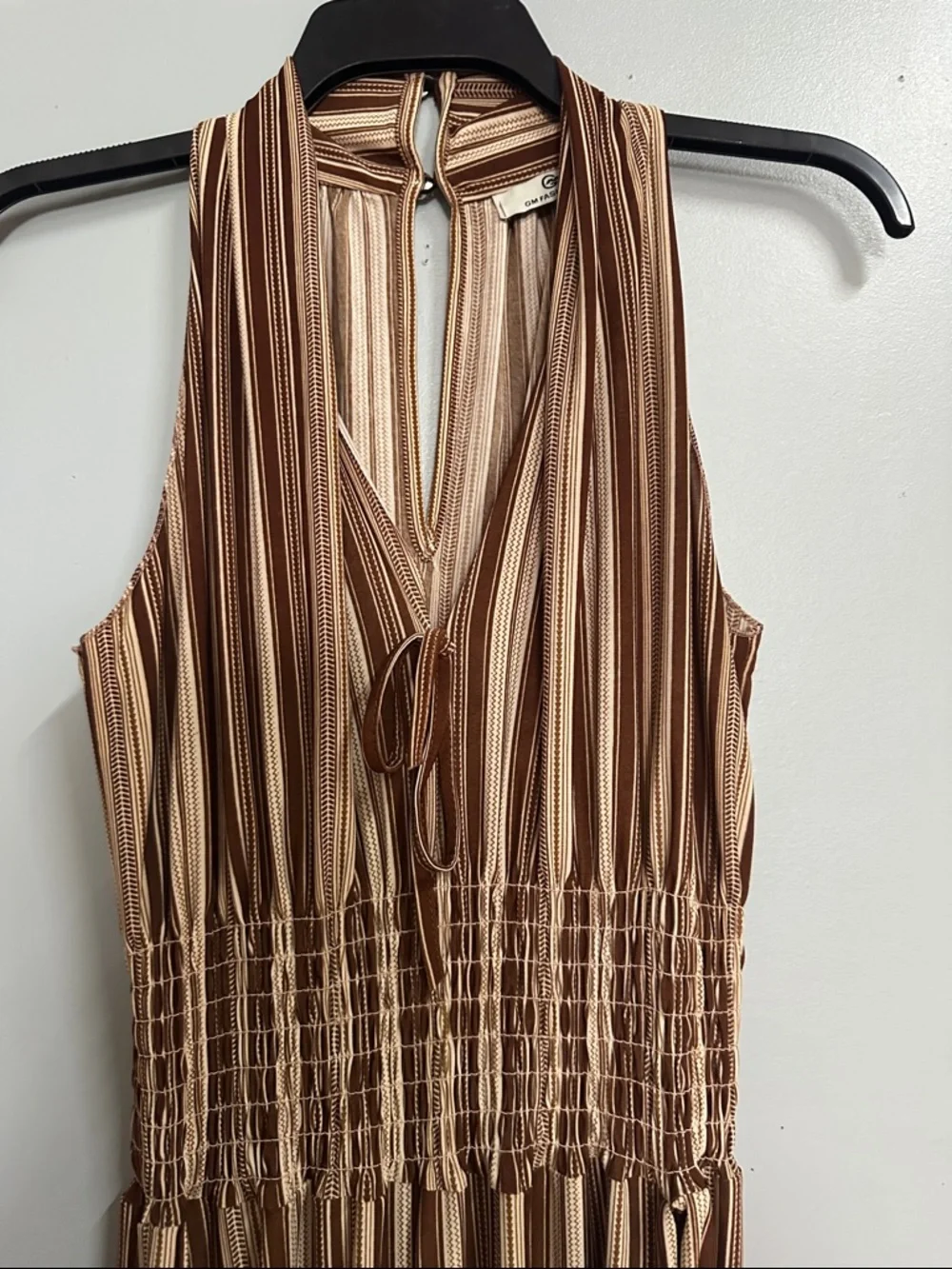 Sleeveless Brown Striped Maxi Dress - Picture 3 of 6